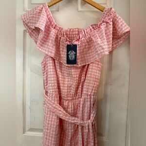 NWTElizabeth Wilson Designs Pink Gingham Jumpsuit Size XLarge